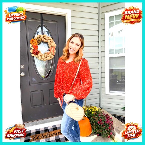 Floral Chiffon Blouse Lantern Sleeve Tie Front Loose Fit V Neck Elegant Top - Picture 7 of 7